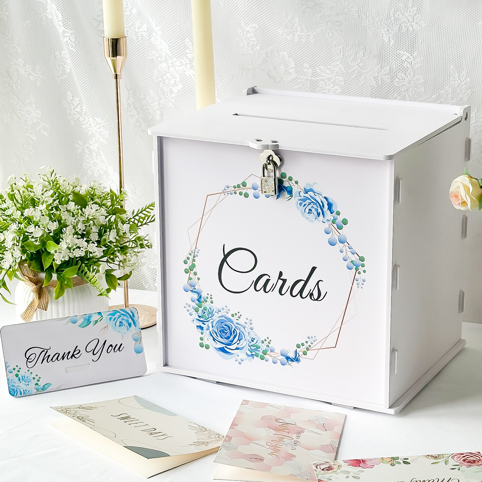 White Wedding Card Box with Lo - Card Index Box บทวิจารณ์และราคา