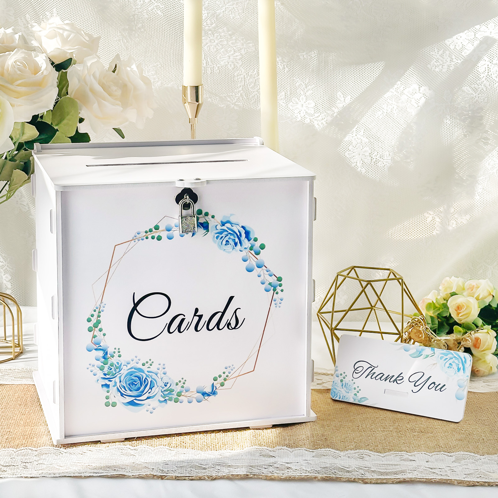 White Wedding Card Box with Lo - Card Index Box บทวิจารณ์และราคา
