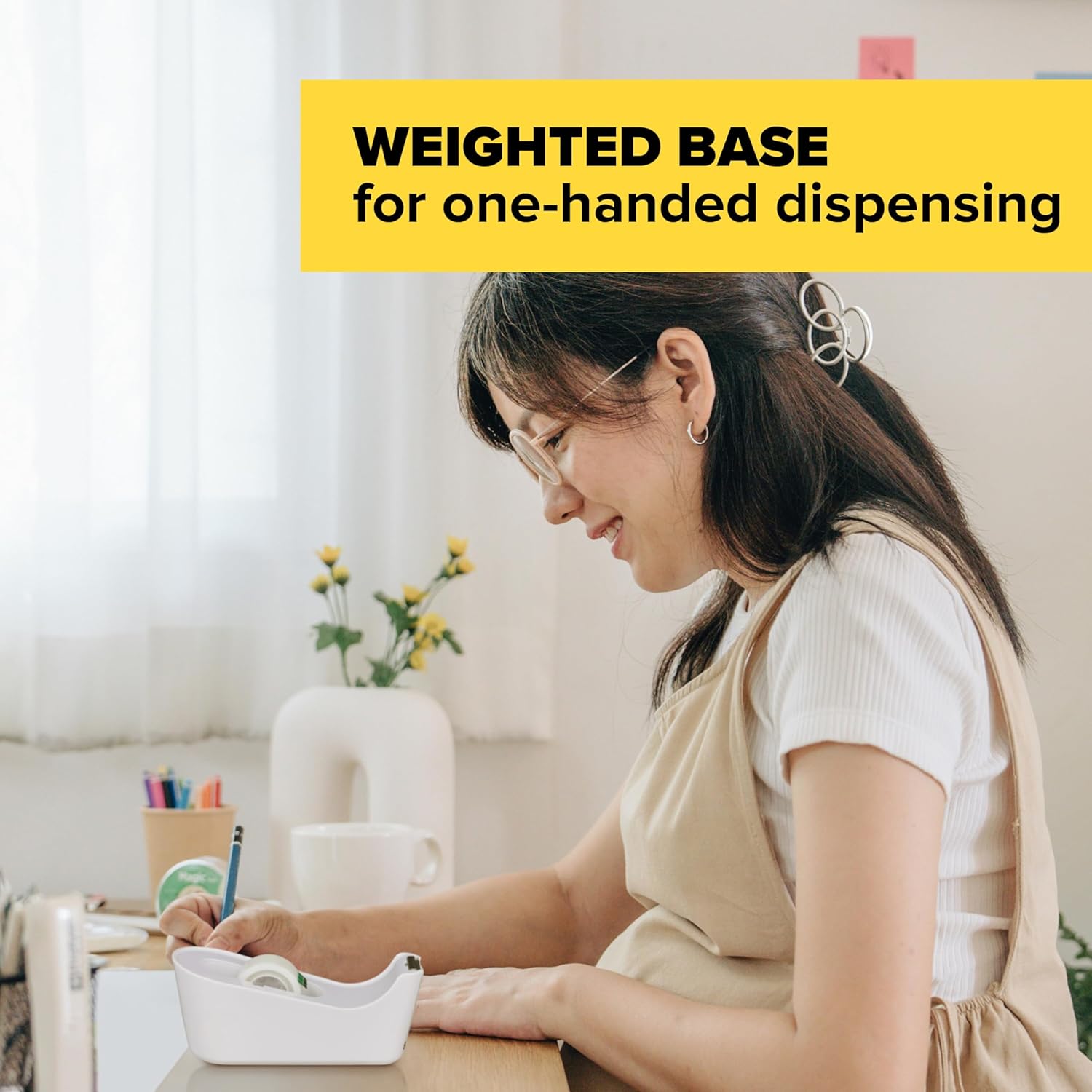 Desktop Tape Dispenser, White, - Tape Dispenser Weighted บทวิจารณ์และราคา