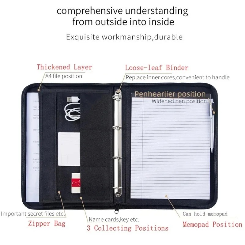 Large Black Business Portfolio - Binder A4 Lever บทวิจารณ์และราคา