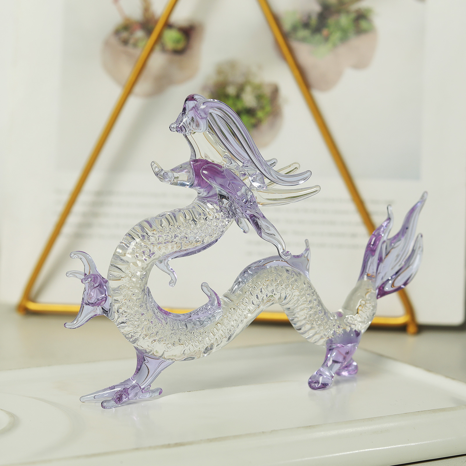 Purple Crystal Dragon Figurine - Book Weight Glass บทวิจารณ์และราคา