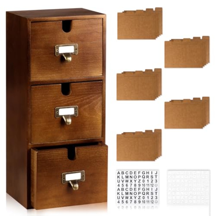 Index Card Holder x5 Wooden Ca - Index Card Holder บทวิจารณ์และราคา