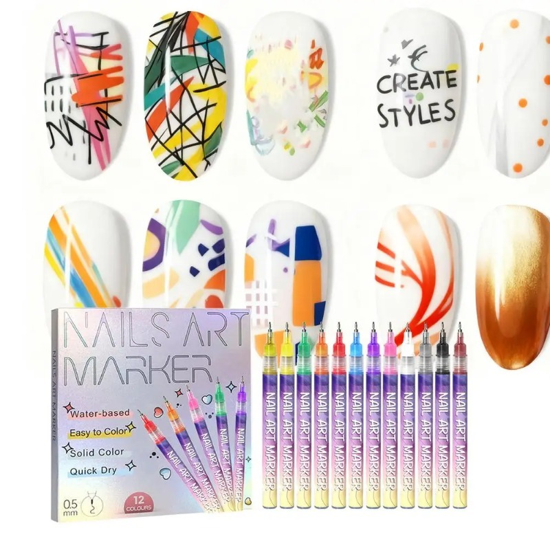 12Pcs/Set Multicolor Nail Art  - Correction Pen Fine บทวิจารณ์และราคา