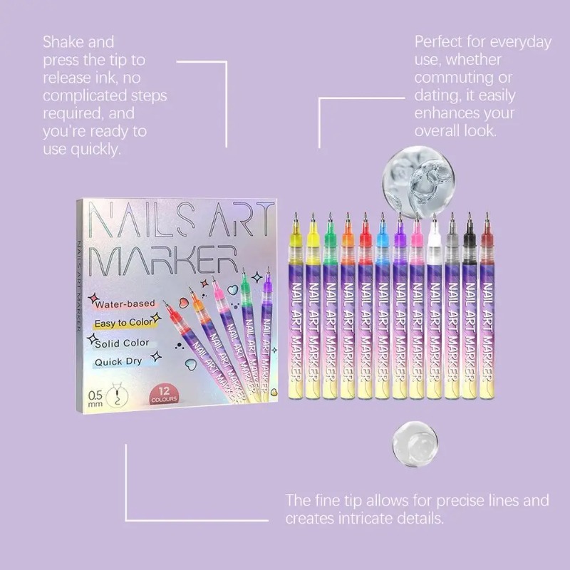 12Pcs/Set Multicolor Nail Art  - Correction Pen Fine บทวิจารณ์และราคา