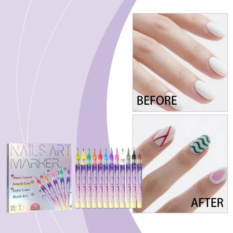 12Pcs/Set Multicolor Nail Art  - Correction Pen Fine บทวิจารณ์และราคา