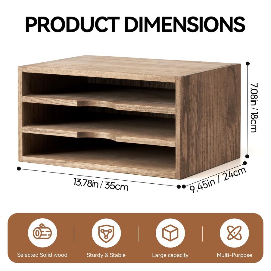 Wooden Desktop Organizer Paper - Magazine Holder Rack บทวิจารณ์และราคา
