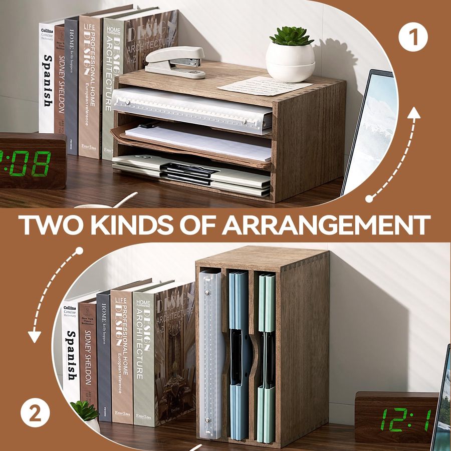 Wooden Desktop Organizer Paper - Magazine Holder Rack บทวิจารณ์และราคา