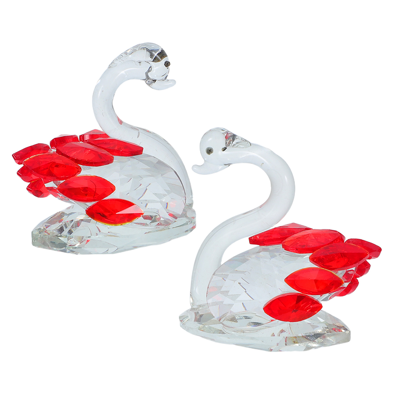 2Pcs Crystal Couple Swan Statu - Paper Weight Crystal บทวิจารณ์และราคา