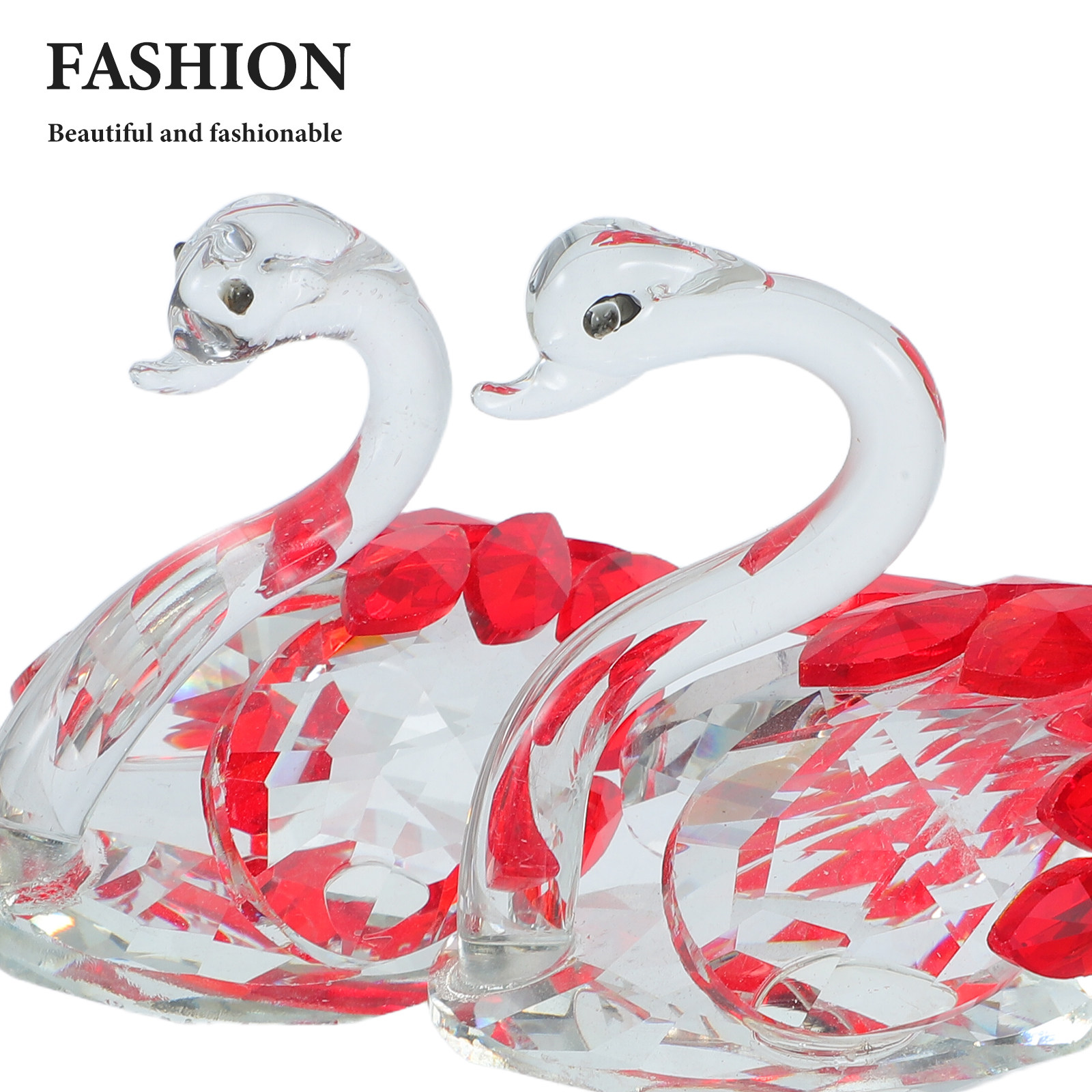 2Pcs Crystal Couple Swan Statu - Paper Weight Crystal บทวิจารณ์และราคา
