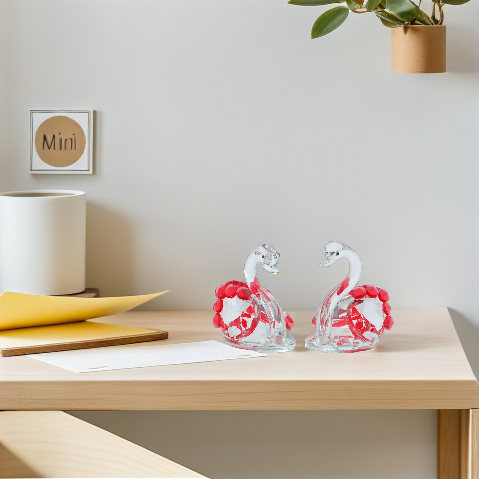 2Pcs Crystal Couple Swan Statu - Paper Weight Crystal บทวิจารณ์และราคา